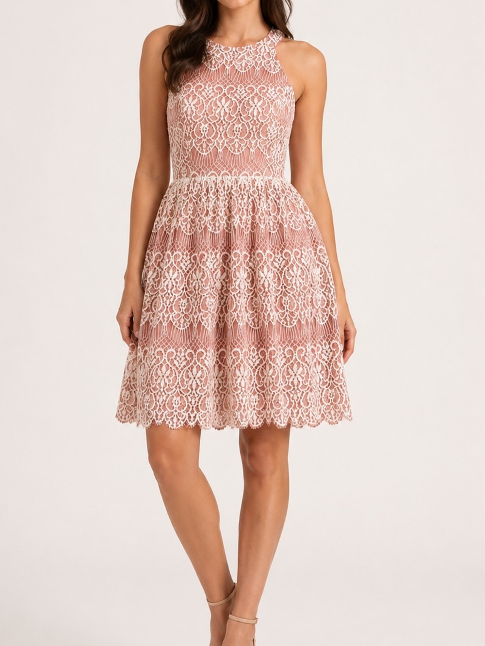 Altar’d State Rose Pink Lace Fit & Flare Dress Small